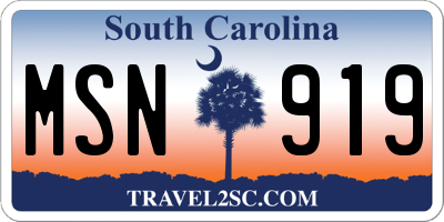 SC license plate MSN919