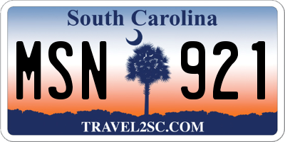 SC license plate MSN921
