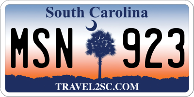 SC license plate MSN923