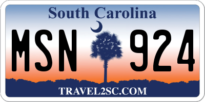 SC license plate MSN924