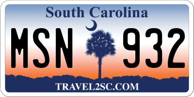 SC license plate MSN932