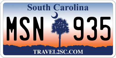 SC license plate MSN935