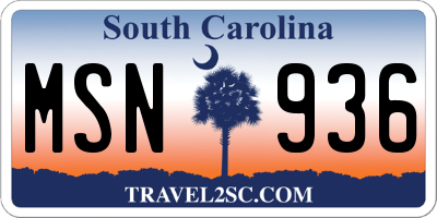 SC license plate MSN936