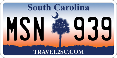 SC license plate MSN939