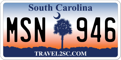 SC license plate MSN946