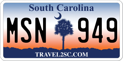 SC license plate MSN949