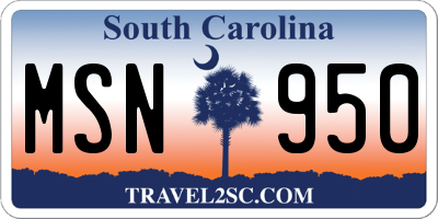 SC license plate MSN950