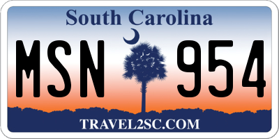 SC license plate MSN954