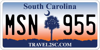 SC license plate MSN955