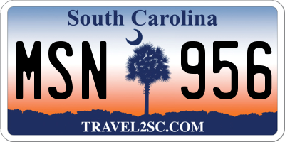 SC license plate MSN956