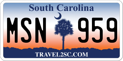 SC license plate MSN959