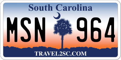 SC license plate MSN964