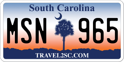 SC license plate MSN965