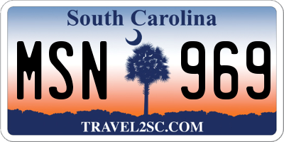 SC license plate MSN969