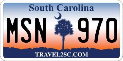 SC license plate MSN970