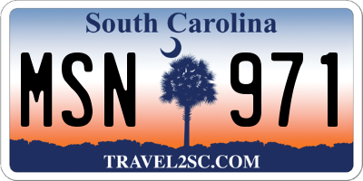 SC license plate MSN971