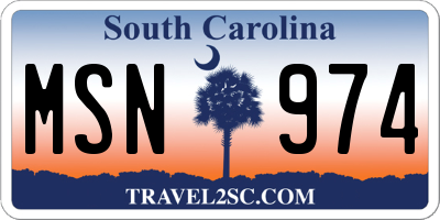 SC license plate MSN974