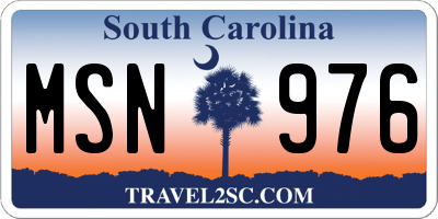 SC license plate MSN976