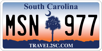 SC license plate MSN977