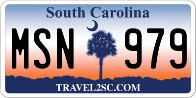 SC license plate MSN979