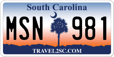 SC license plate MSN981