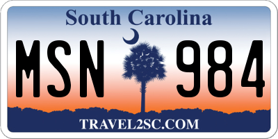 SC license plate MSN984