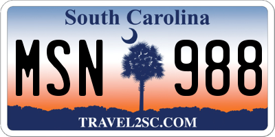 SC license plate MSN988
