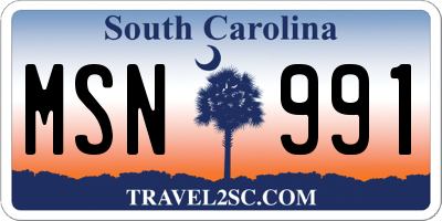 SC license plate MSN991