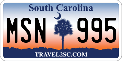 SC license plate MSN995