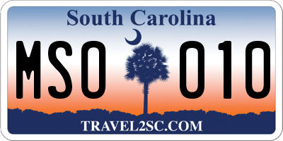 SC license plate MSO010