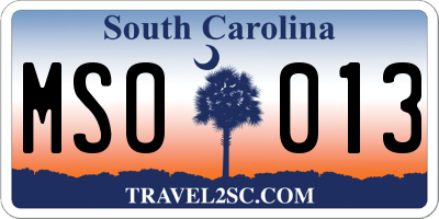 SC license plate MSO013