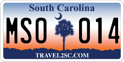 SC license plate MSO014