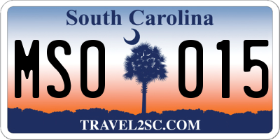 SC license plate MSO015