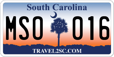 SC license plate MSO016