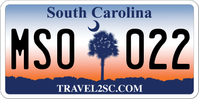SC license plate MSO022