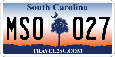 SC license plate MSO027