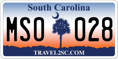 SC license plate MSO028