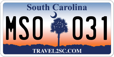 SC license plate MSO031
