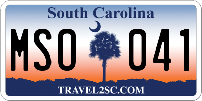 SC license plate MSO041