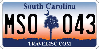 SC license plate MSO043