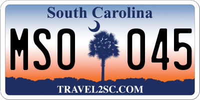 SC license plate MSO045