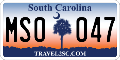 SC license plate MSO047