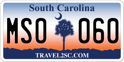 SC license plate MSO060
