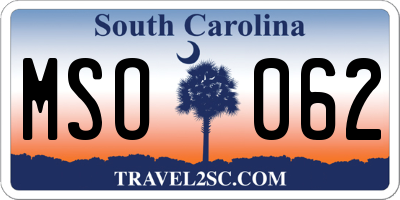 SC license plate MSO062