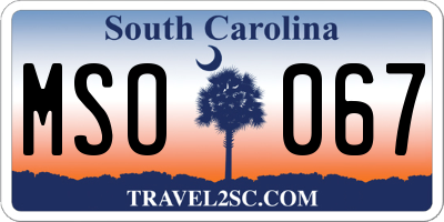 SC license plate MSO067
