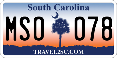 SC license plate MSO078