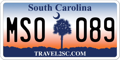 SC license plate MSO089