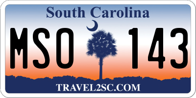 SC license plate MSO143