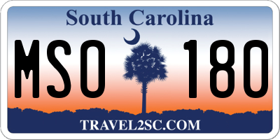 SC license plate MSO180