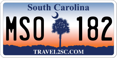 SC license plate MSO182